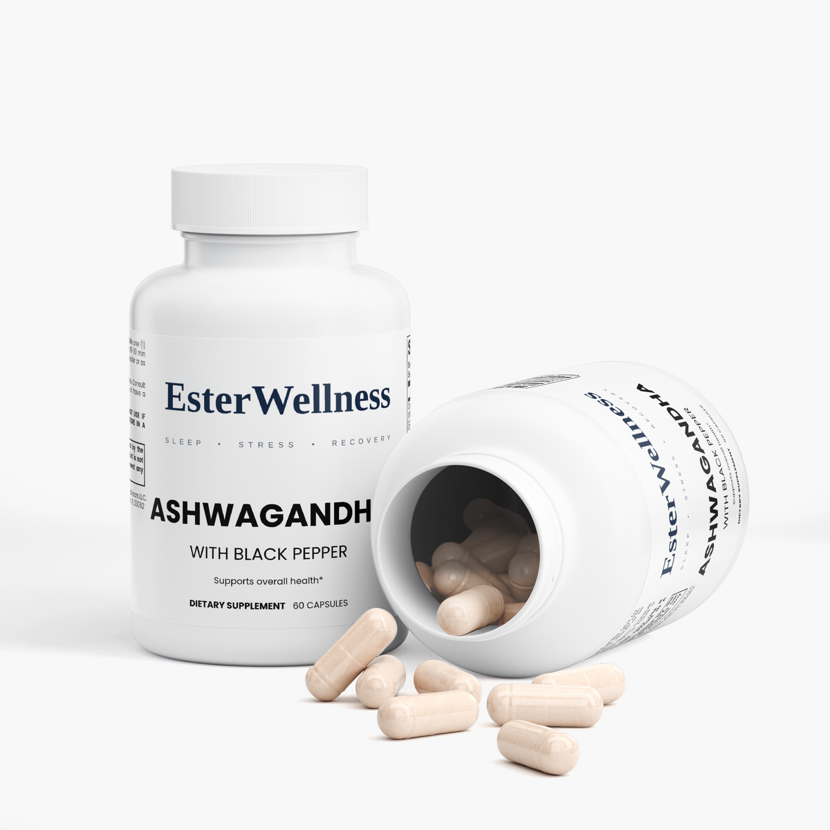 Calm Ashwagandha Complex bottle side label with ingredients