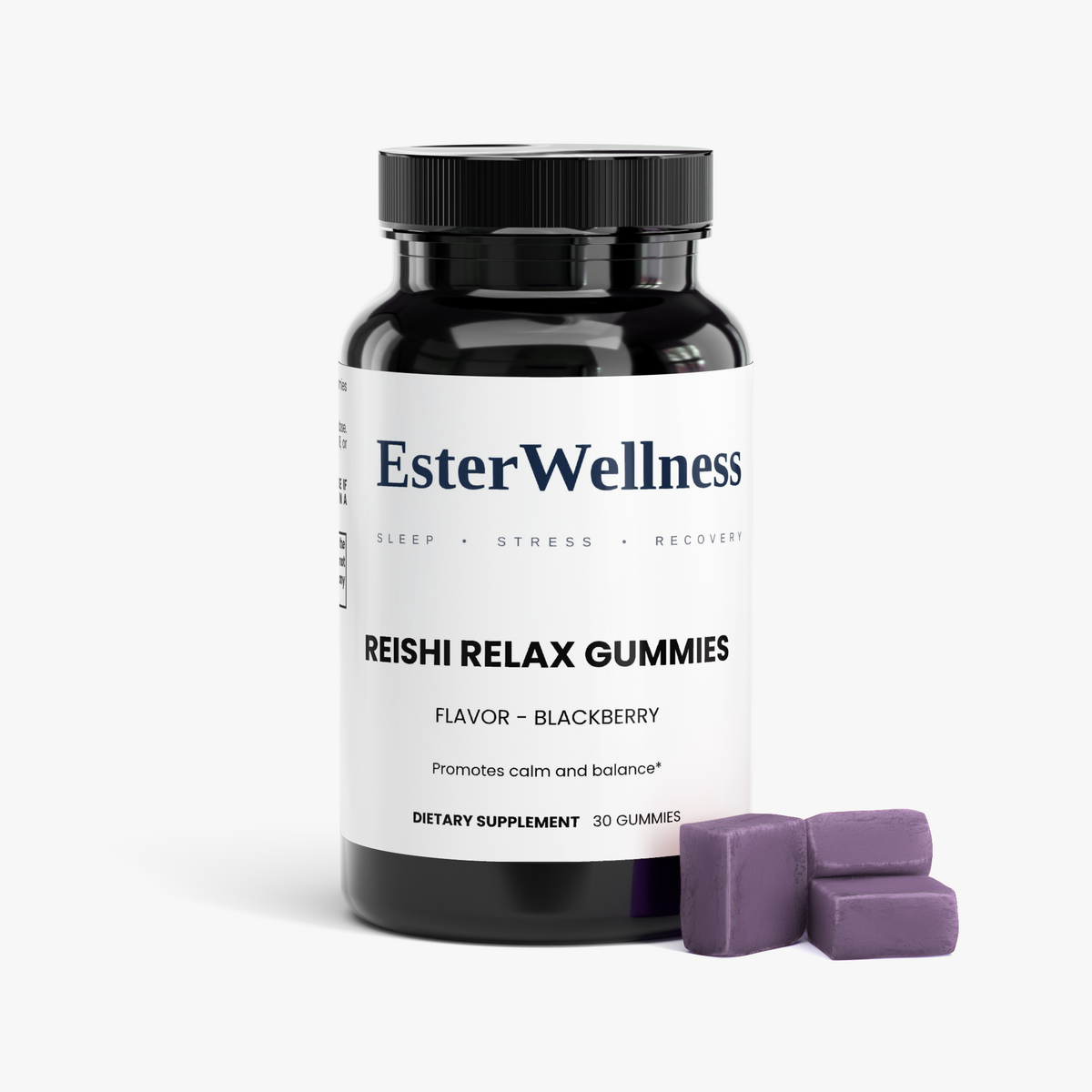 Reishi Relax Gummies label, supplement facts panel