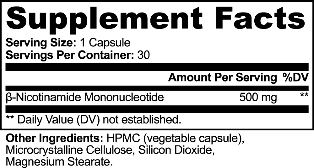 NMN 500 mg — Cellular Energy & Healthy Aging Support (30 Capsules)